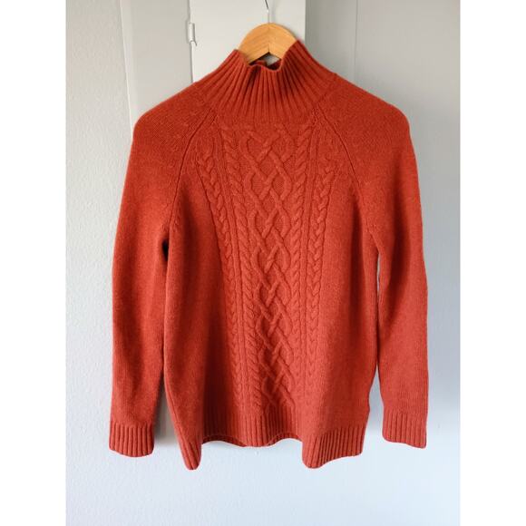 Garnet Hill 100% cashmere mens turtleneck sweater rust xs quiet Luxury old money
